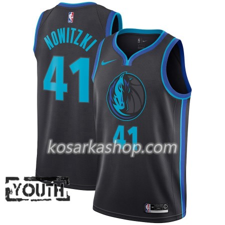 Dres Dallas Mavericks Dirk Nowitzki 41 Nike 2018-19 City Edition Crna Plava Swingman - Dječji
